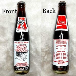 *Vintage* (1) Coke Bottle 1979 Paul “BEAR” Bryant Full 10 Oz. NEW/Unopened